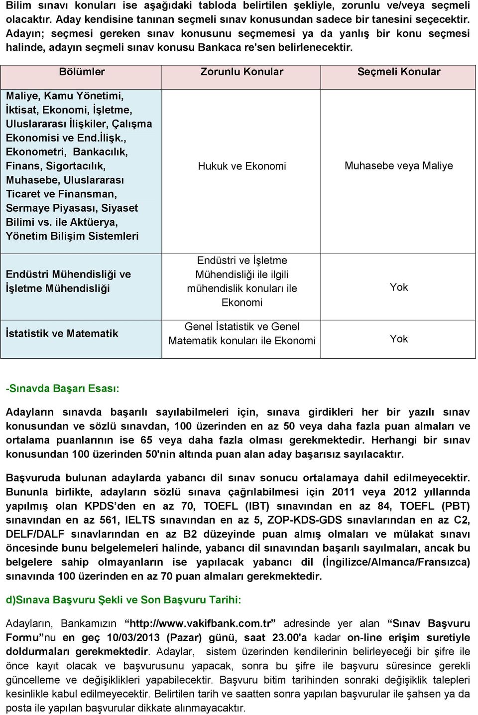 Bölümler Zorunlu Konular Seçmeli Konular Maliye, Kamu Yönetimi, İktisat, Ekonomi, İşletme, Uluslararası İlişki