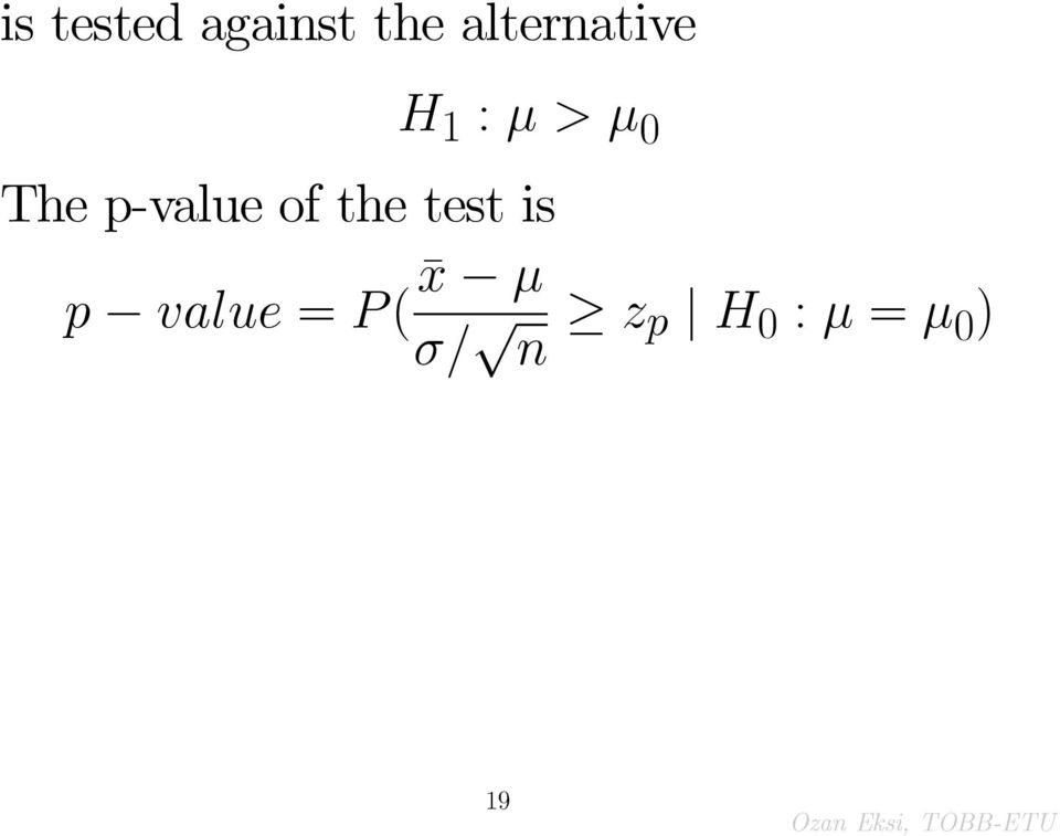 p-value of the test is p