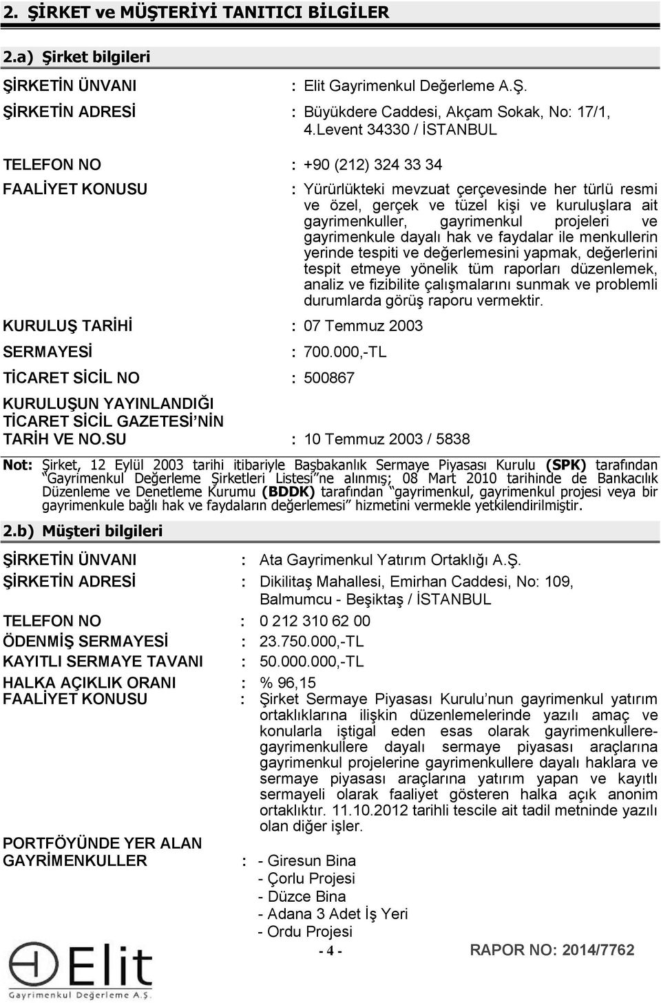 kuruluşlara ait gayrimenkuller, gayrimenkul projeleri ve gayrimenkule dayalı hak ve faydalar ile menkullerin yerinde tespiti ve değerlemesini yapmak, değerlerini tespit etmeye yönelik tüm raporları