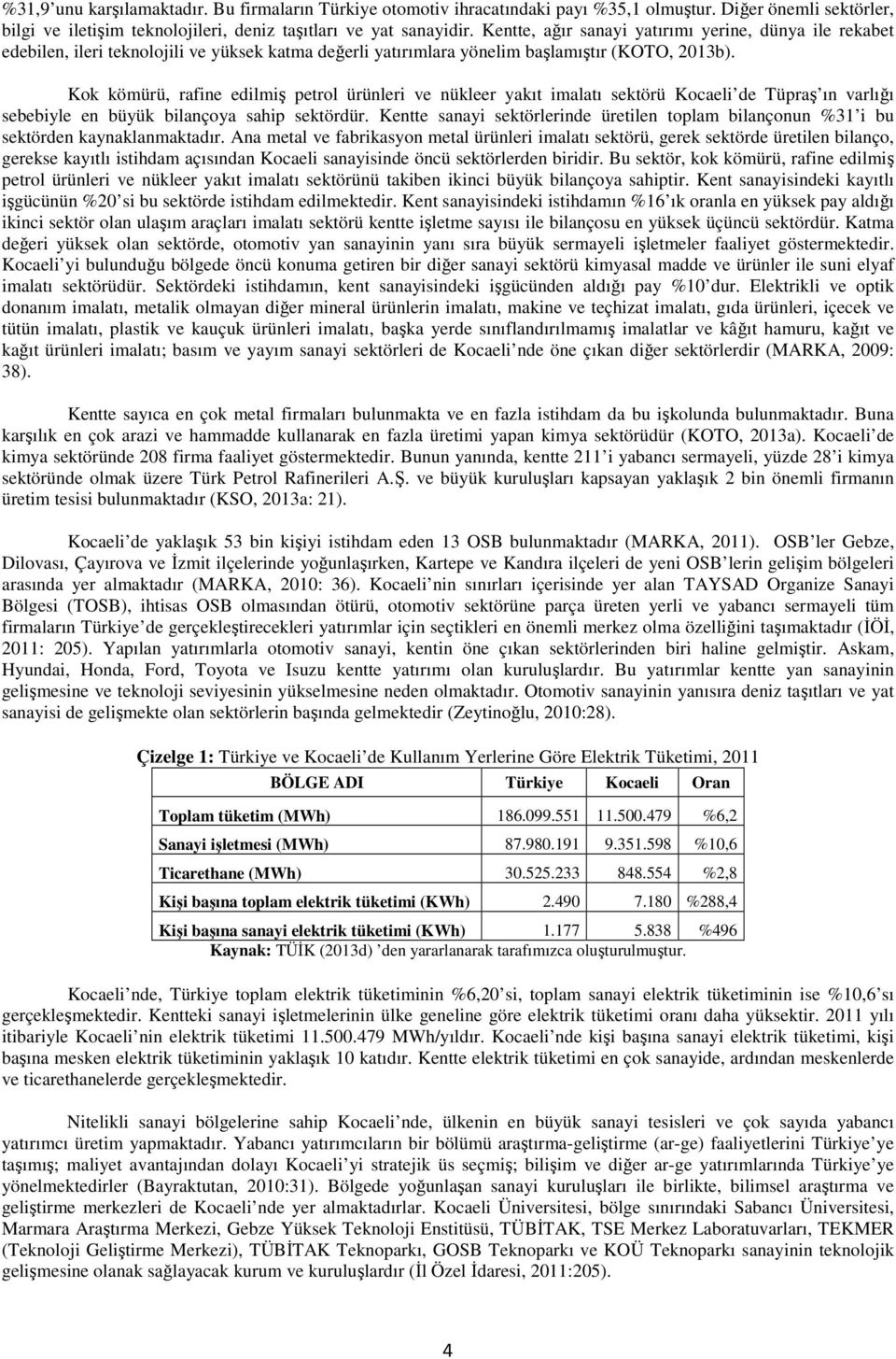 Kok kömürü, rafine edilmiş petrol ürünleri ve nükleer yakıt imalatı sektörü Kocaeli de Tüpraş ın varlığı sebebiyle en büyük bilançoya sahip sektördür.