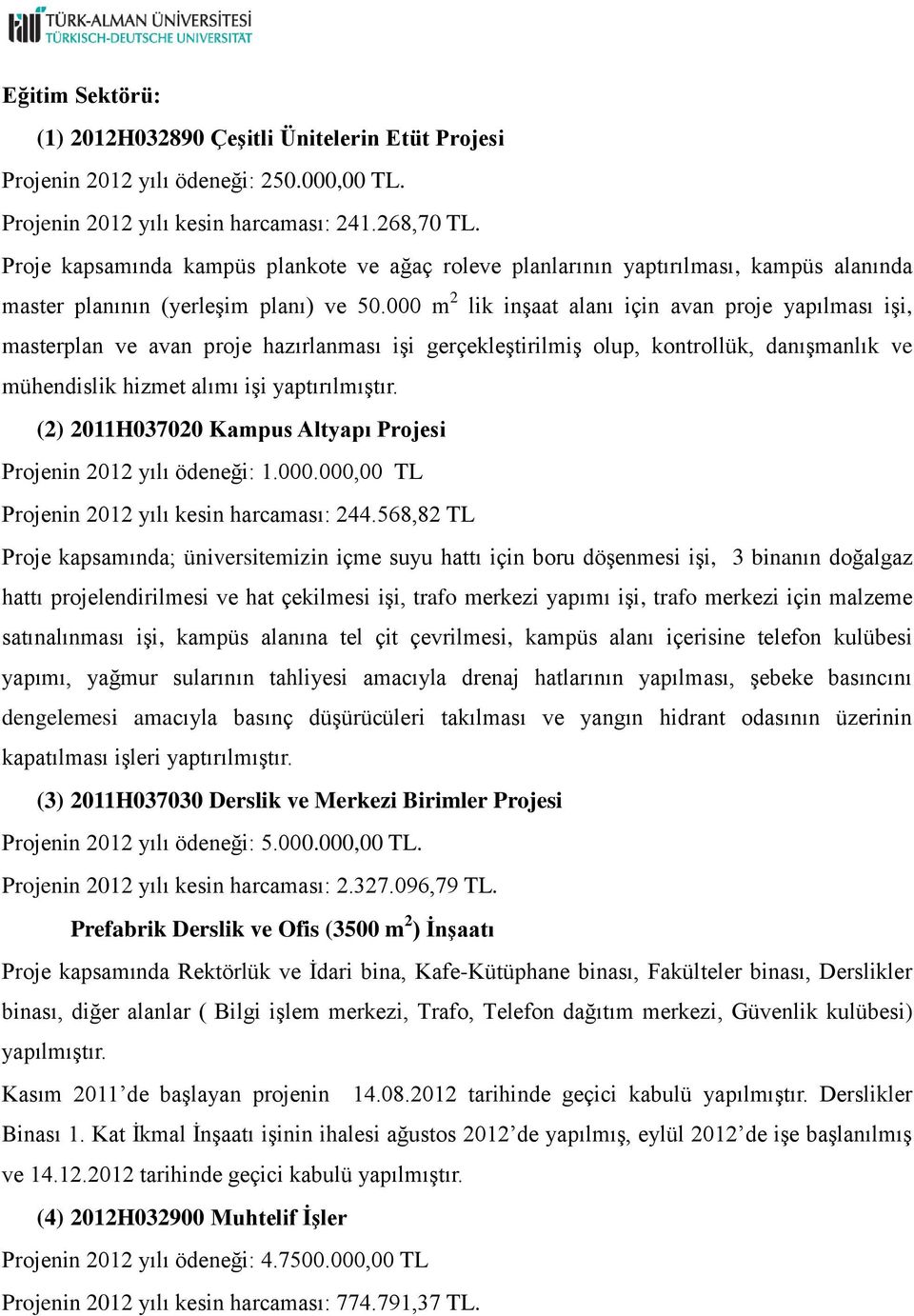 000 m 2 lik inşaat alanı için avan proje yapılması işi, masterplan ve avan proje hazırlanması işi gerçekleştirilmiş olup, kontrollük, danışmanlık ve mühendislik hizmet alımı işi yaptırılmıştır.