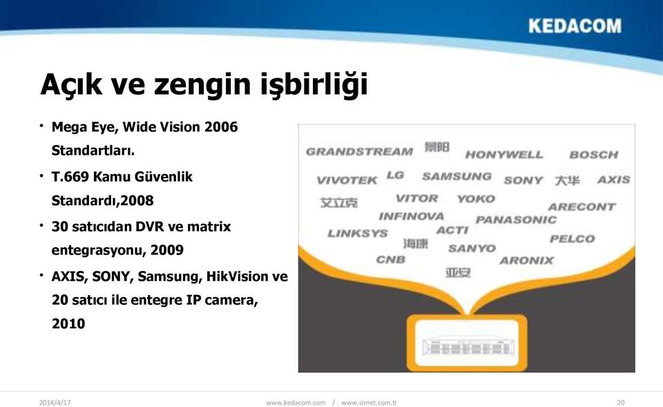 669 Kamu Güvenlik Standardı,2008 30 satıcıdan DVR ve