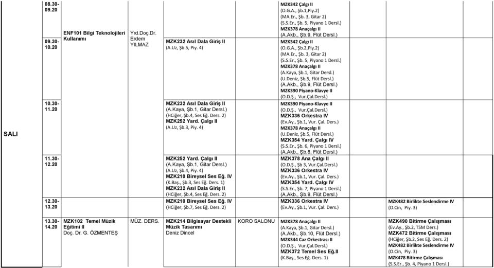 Deniz, Şb.5, Flüt Dersl.) MZK390 Piyano-Klavye II MZK390 Piyano-Klavye II (U.Deniz, Şb.5, Flüt Dersl.) MZK354 Yard. Çalgı IV (S.S.Er., Şb. 6, Piyano 1 Dersl.) (O.D.Ş., Şb 3, Vur.Çal.Dersl.) MZK354 Yard. Çalgı IV (S.S.Er., Şb. 7, Piyano 1 Dersl.