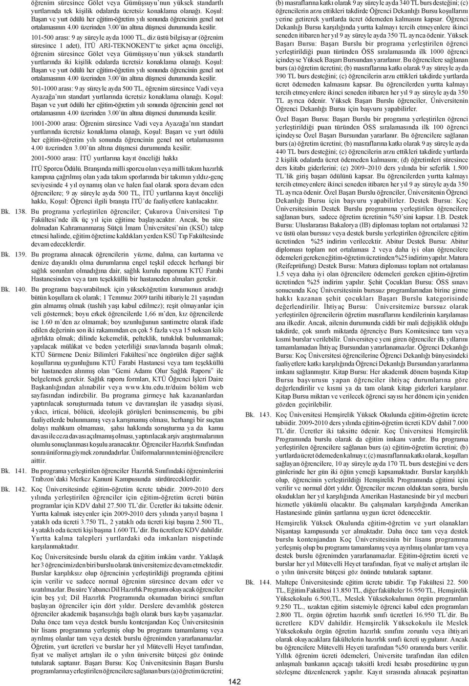 101-500 arasý: 9 ay süreyle ayda 1000 TL, diz üstü bilgisayar (öðrenim süresince 1 adet), ÝTÜ ARI-TEKNOKENT te þirket açma önceliði, öðrenim süresince Gölet veya Gümüþsuyu nun yüksek standartlý