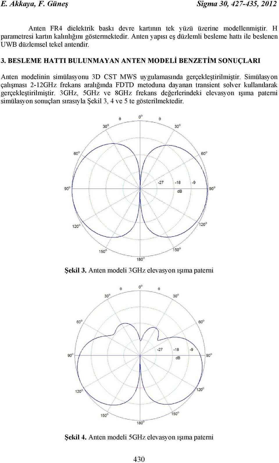 BESLEME HATTI BULUNMAYAN ANTEN MODELİ BENZETİM SONUÇLARI Anten modelinin simülasyonu 3D CST MWS uygulamasında gerçekleştirilmiştir.