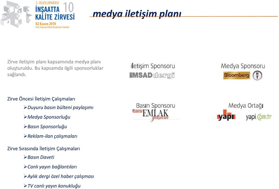 Zirve Öncesi İletişim Çalışmaları Duyuru basın bülteni paylaşımı Medya Sponsorluğu Basın