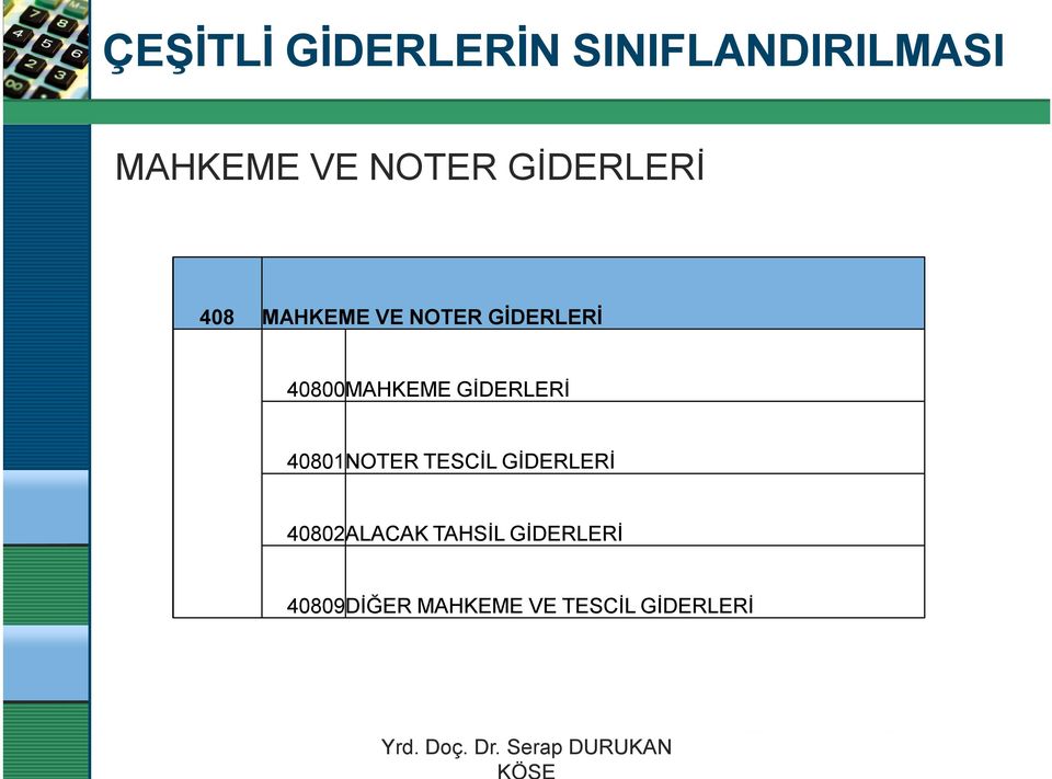 GİDERLERİ 40801NOTER TESCİL GİDERLERİ 40802ALACAK