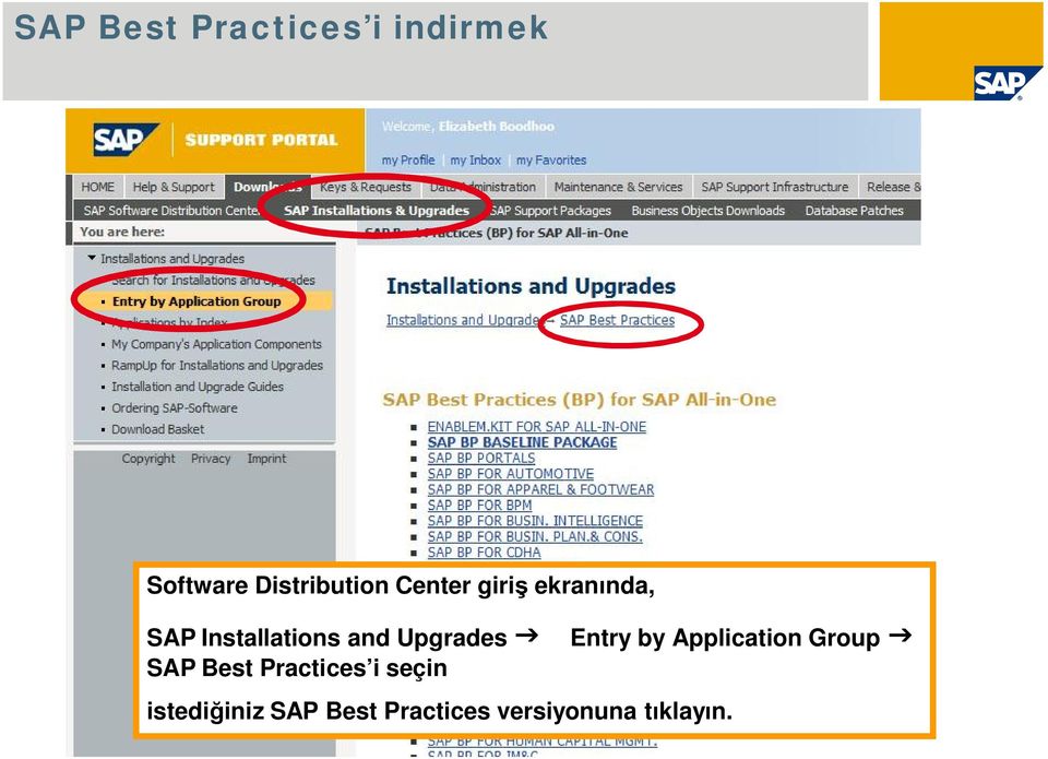 Application Group SAP Best Practices i seçin
