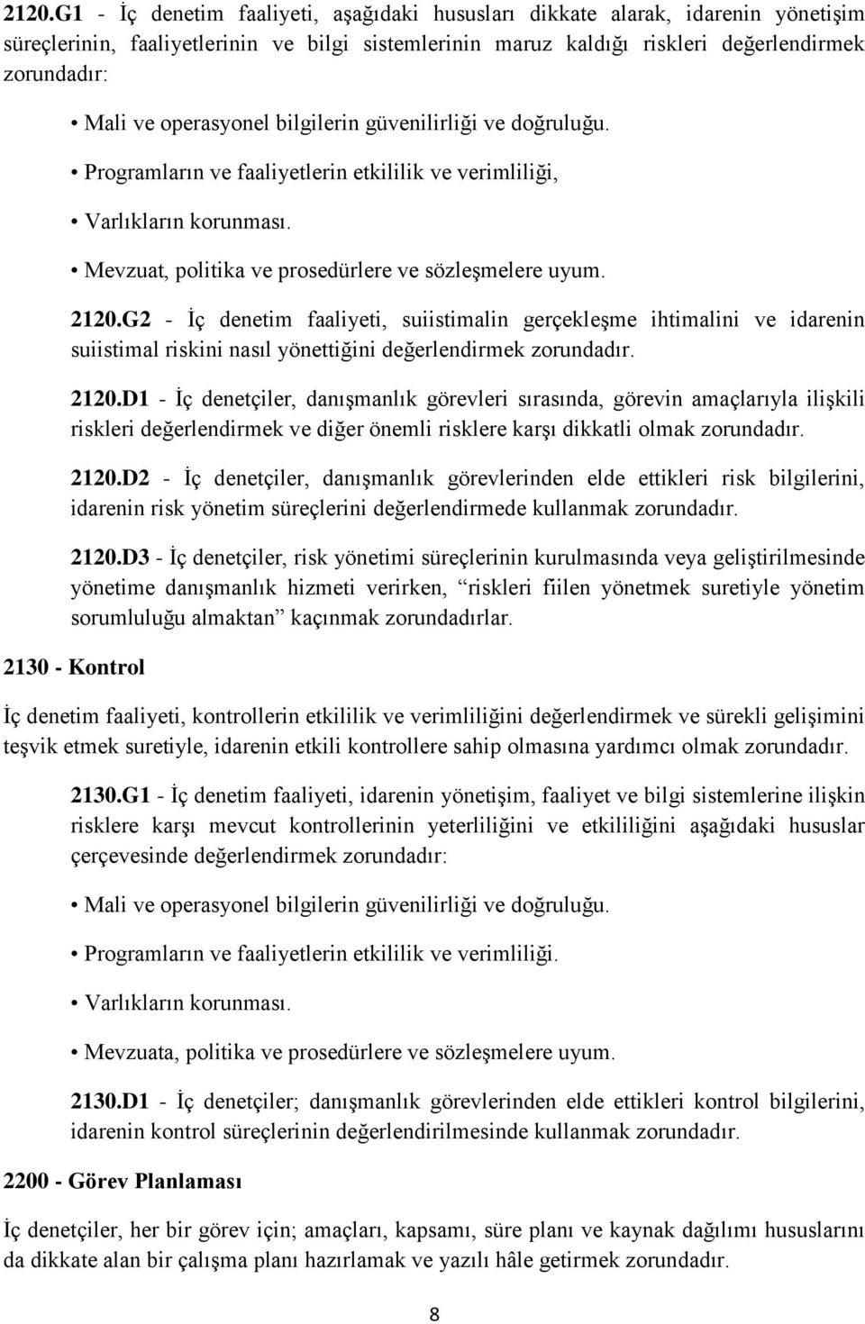 G2 - İç denetim faaliyeti, suiistimalin gerçekleşme ihtimalini ve idarenin suiistimal riskini nasıl yönettiğini değerlendirmek zorundadır. 2120.