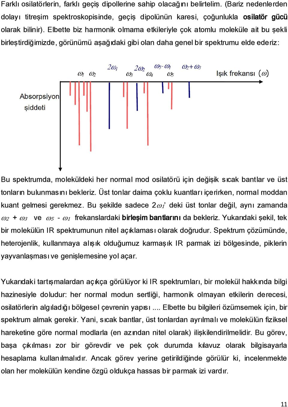 mod osilatörü için değişik sıcak bantlar ve üst tonların bulunmasını bekleriz. Üst tonlar daima çoklu kuantları içerirken, normal moddan kuant gelmesi gerekmez.