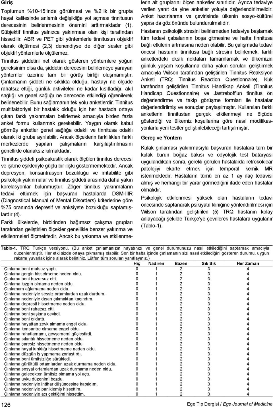 ABR ve PET gibi yöntemlerle tinnitusun objektif olarak ölçülmesi (2,3) denendiyse de diğer sesler gibi objektif yöntemlerle ölçülemez.