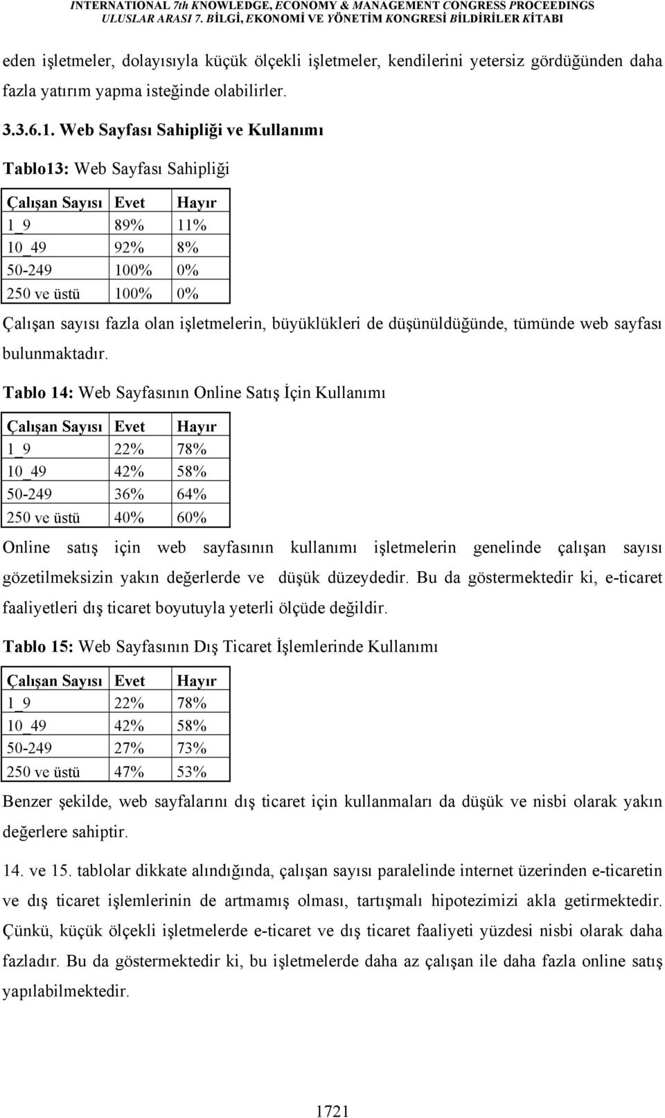 büyüklükleri de düşünüldüğünde, tümünde web sayfası bulunmaktadır.