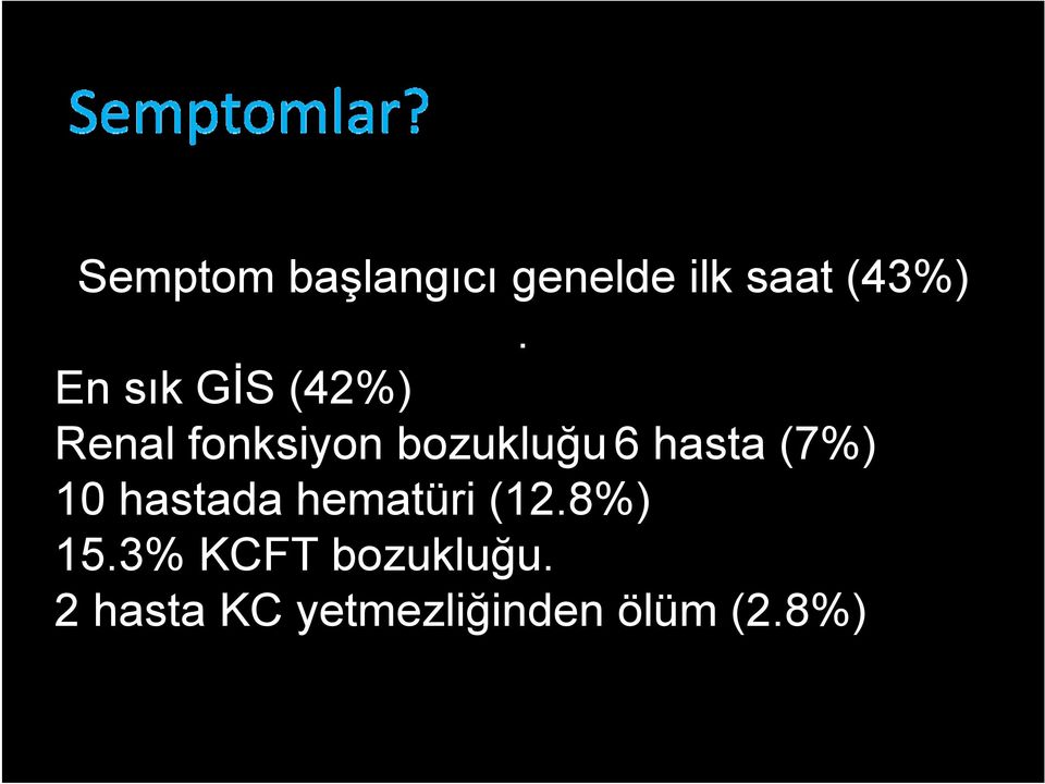 hasta (7%) 10 hastada hematüri (12.8%) 15.