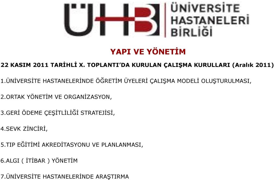 ÜNİVERSİTE HASTANELERİNDE ÖĞRETİM ÜYELERİ ÇALIŞMA MODELİ OLUŞTURULMASI, 2.