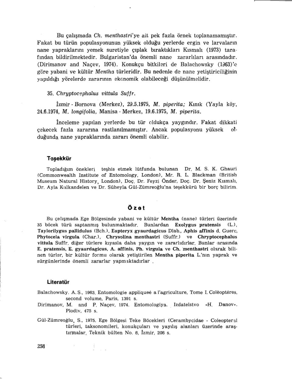 Bulgaristan'da önemli nane zararlıları arasındadır. (Dirimanov and Naçev, 1974). Konukçu bitkileri de Balachowsky (hl63)'.e göre yabani ve kültür Mentha türleridir.