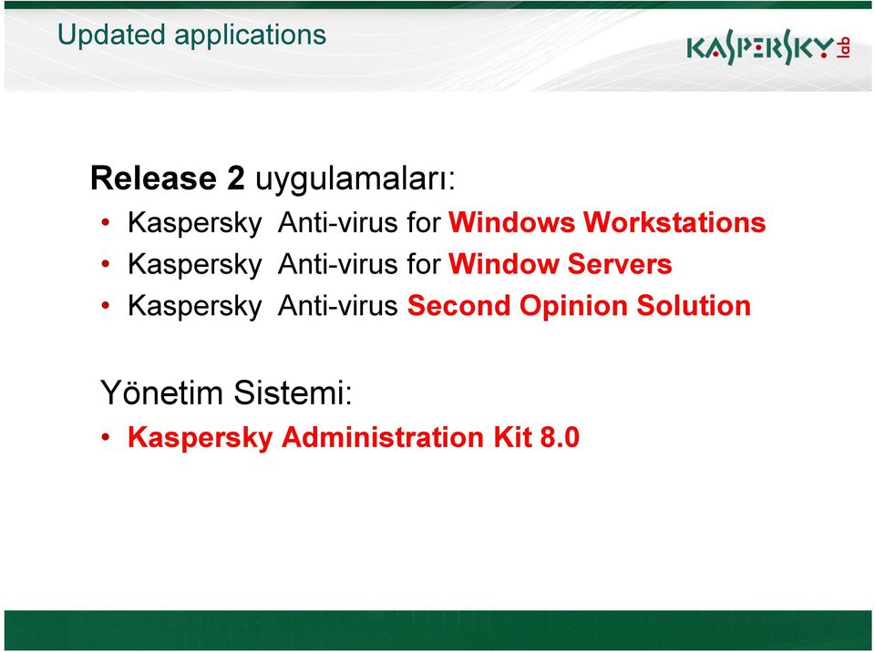 for Window Servers Kaspersky Anti-virus Second Opinion