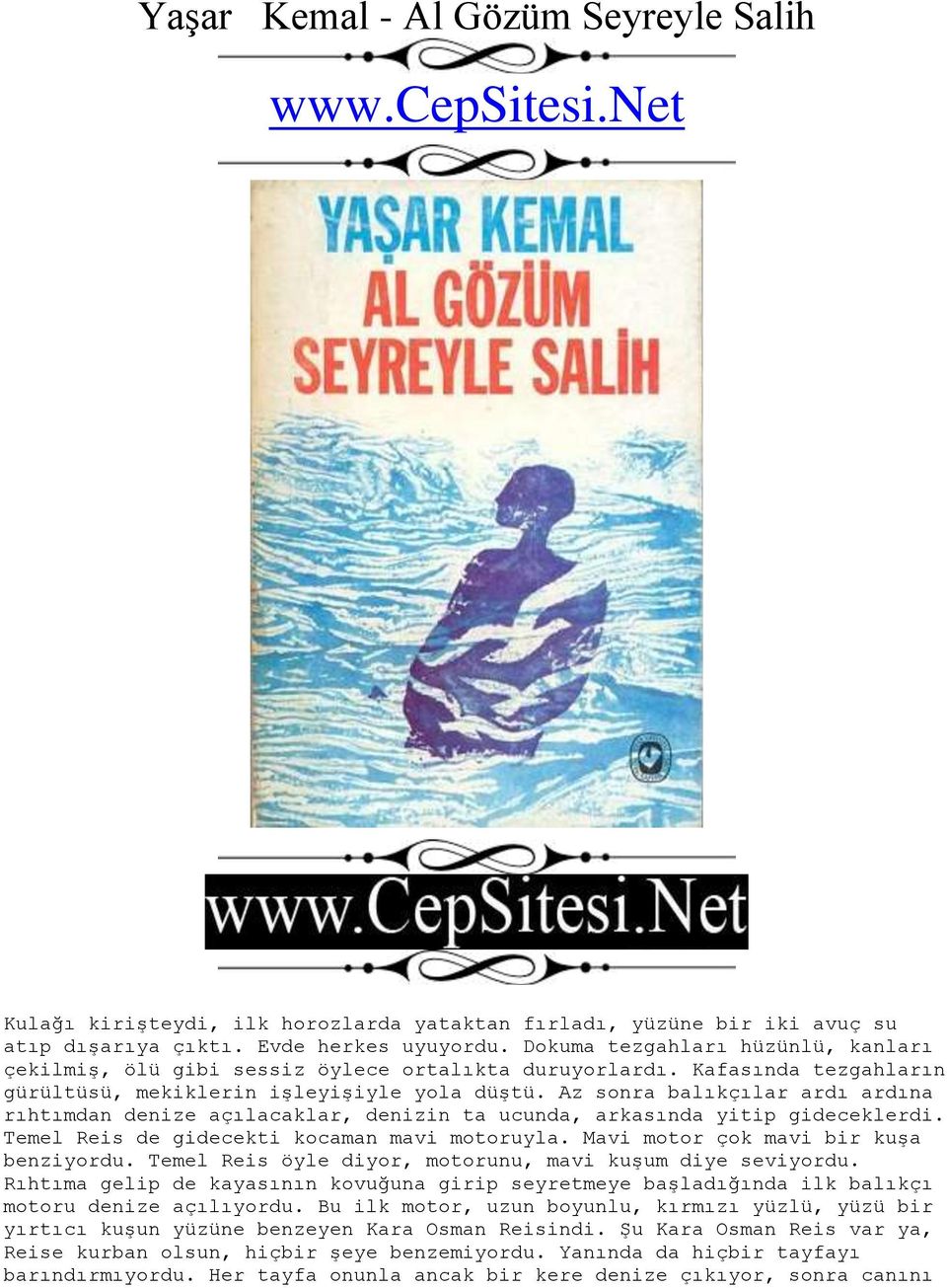 Yaşar Kemal - Al Gözüm Seyreyle Salih. - PDF Free Download