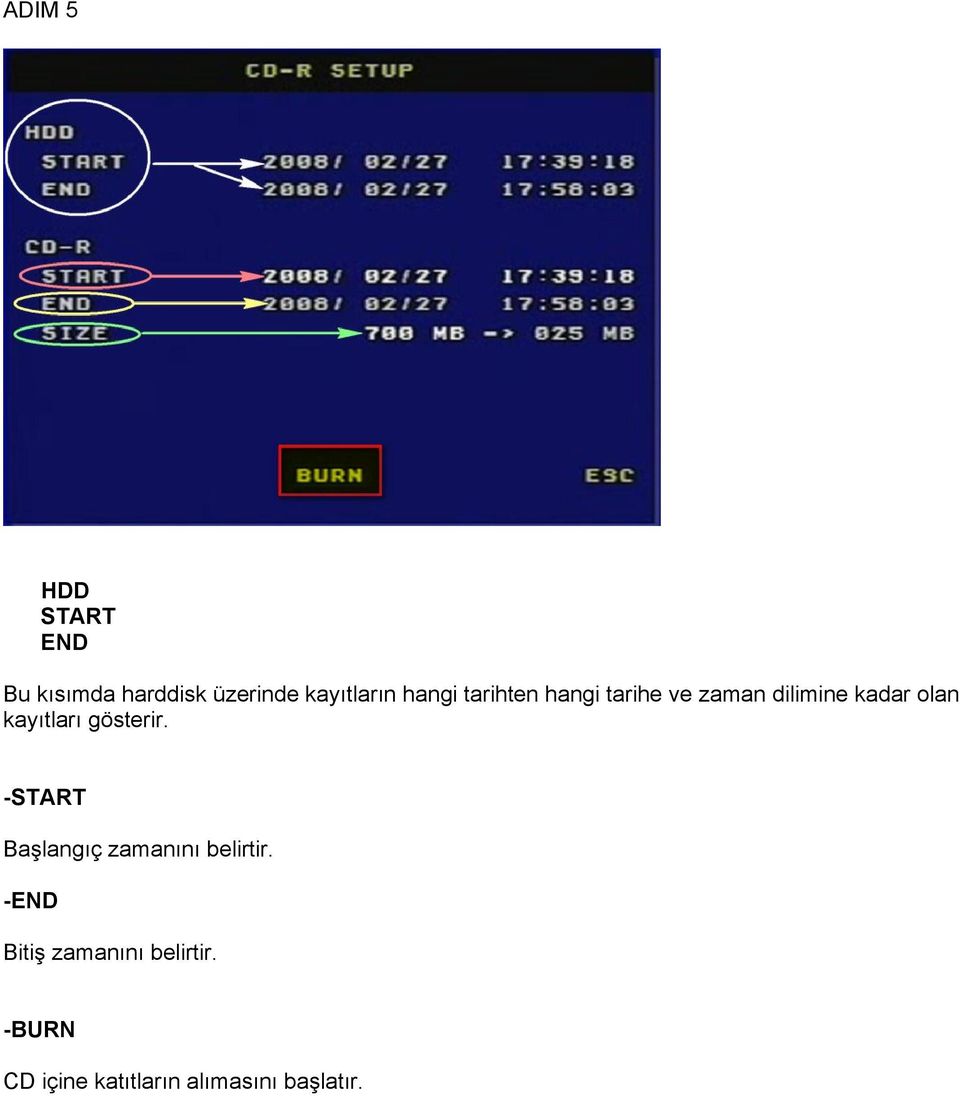 kayıtları gösterir. -START Başlangıç zamanını belirtir.