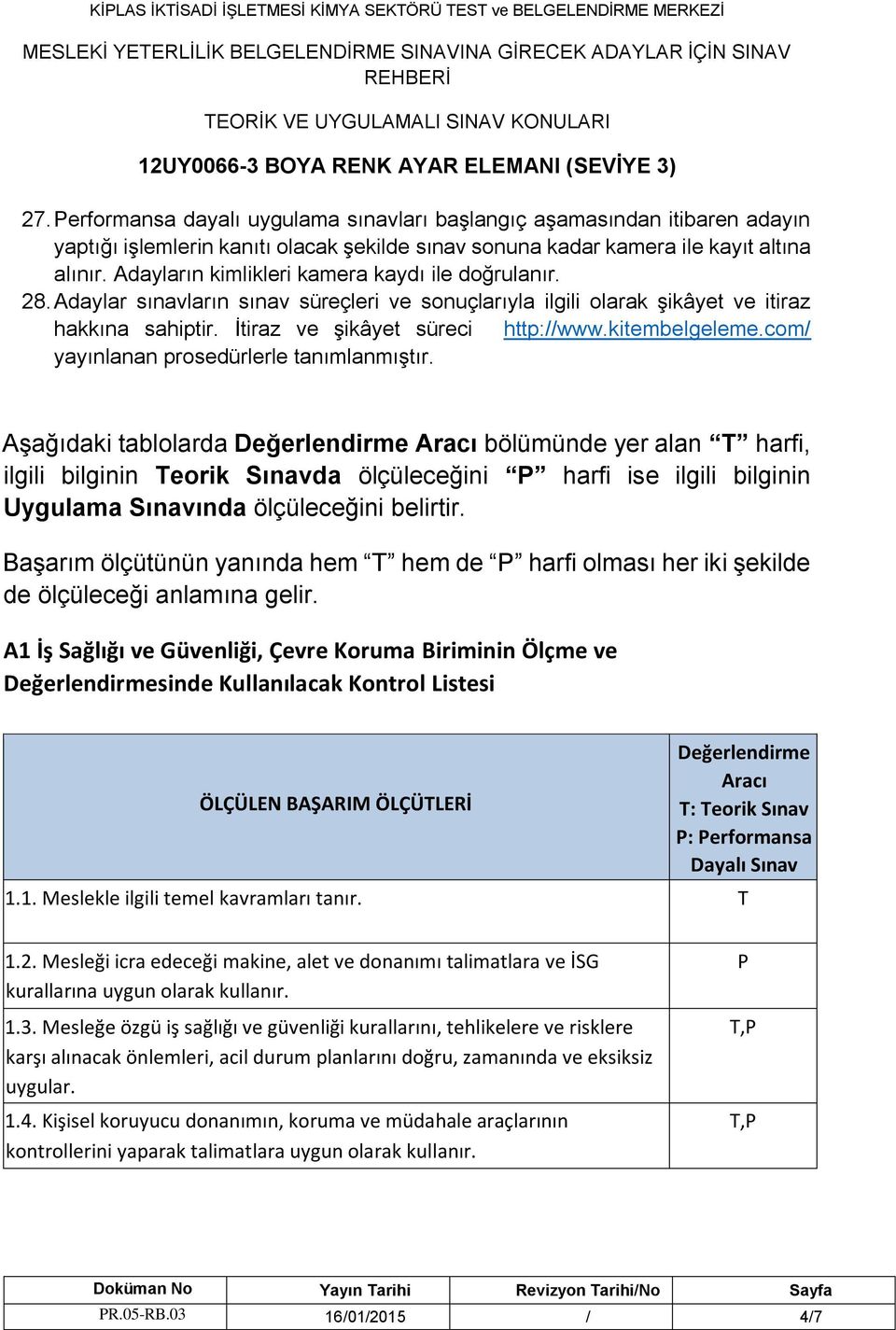 Adayların kimlikleri kamera kaydı ile doğrulanır. 28. Adaylar sınavların sınav süreçleri ve sonuçlarıyla ilgili olarak şikâyet ve itiraz hakkına sahiptir. İtiraz ve şikâyet süreci http://www.