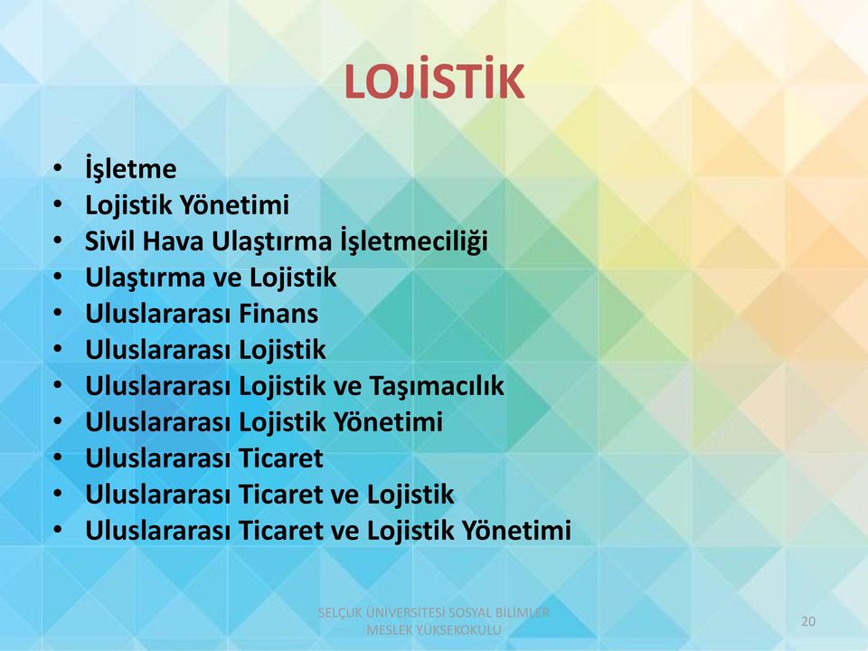 Uluslararası Lojistik ve Taşımacılık Uluslararası Lojistik Yönetimi