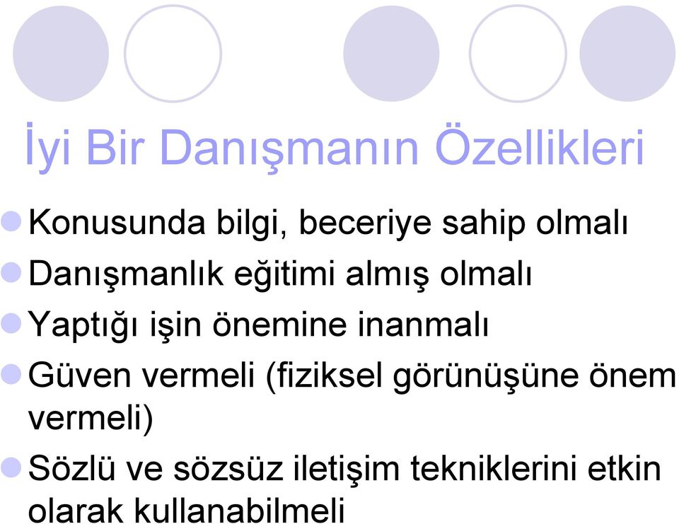 önemine inanmalı Güven vermeli (fiziksel görünüşüne önem