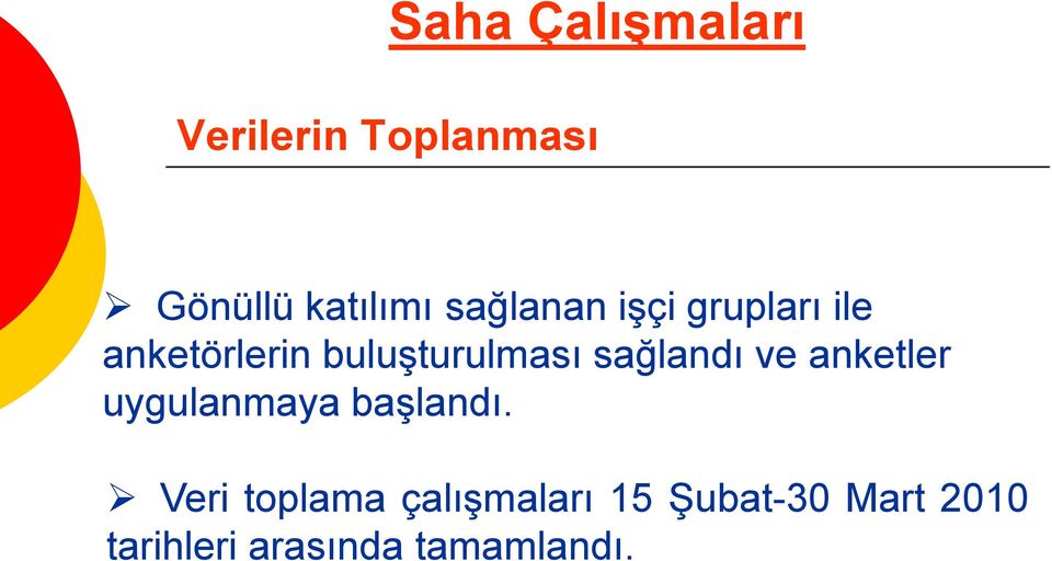 sağlandı ve anketler uygulanmaya başlandı.