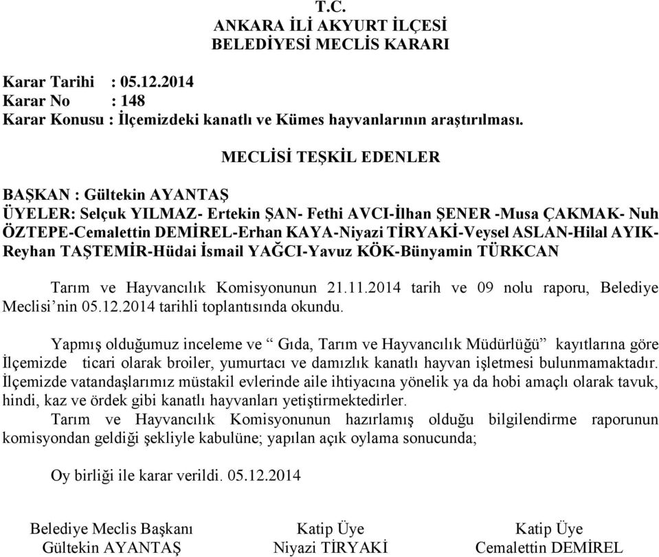 Yapmış olduğumuz inceleme ve Gıda, Tarım ve Hayvancılık Müdürlüğü kayıtlarına göre İlçemizde ticari olarak broiler, yumurtacı ve damızlık kanatlı hayvan işletmesi bulunmamaktadır.