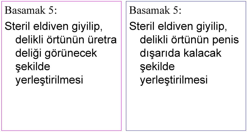 yerleştirilmesi  örtünün penis dışarıda kalacak