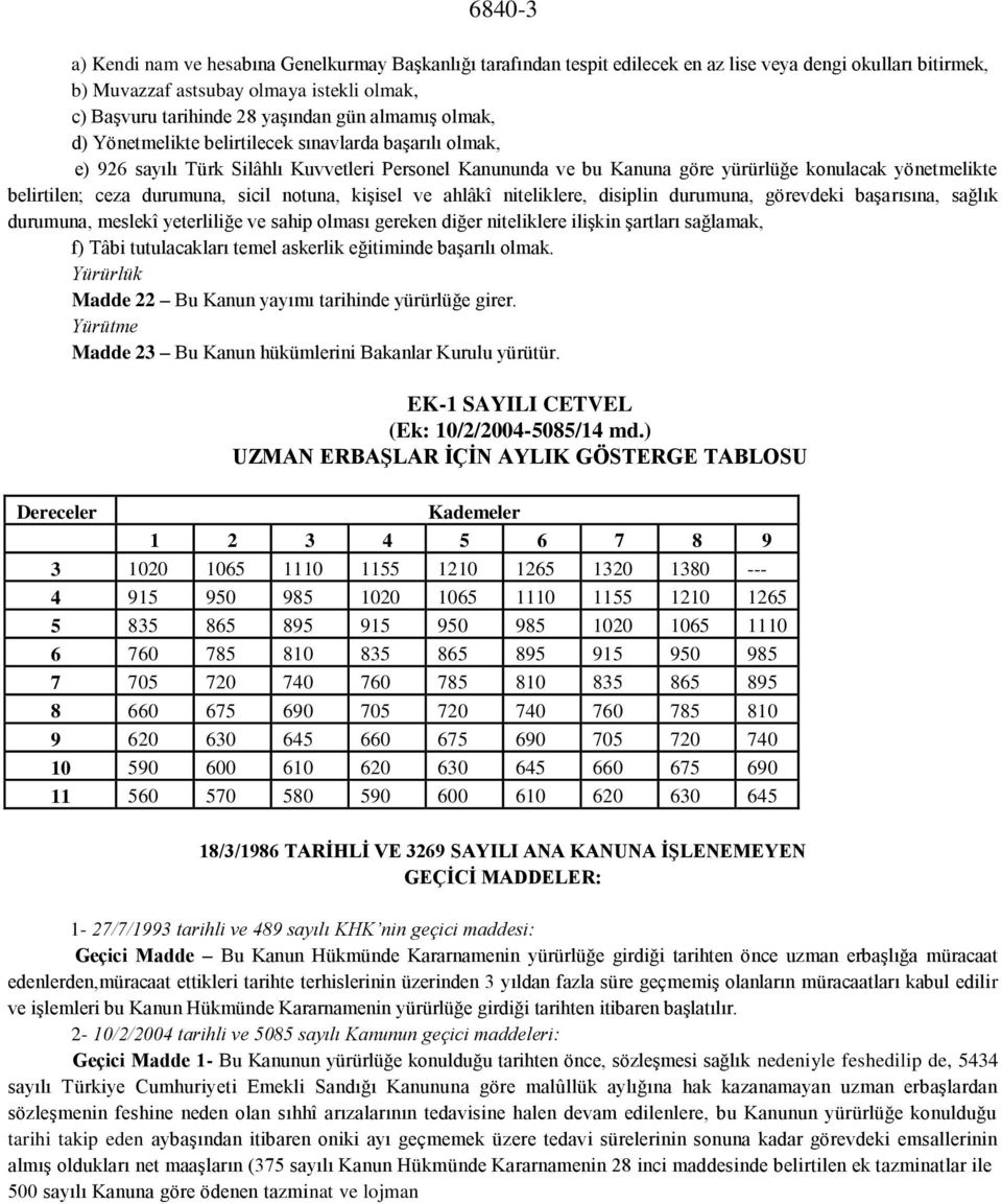 durumuna, sicil notuna, kişisel ve ahlâkî niteliklere, disiplin durumuna, görevdeki başarısına, sağlık durumuna, meslekî yeterliliğe ve sahip olması gereken diğer niteliklere ilişkin şartları