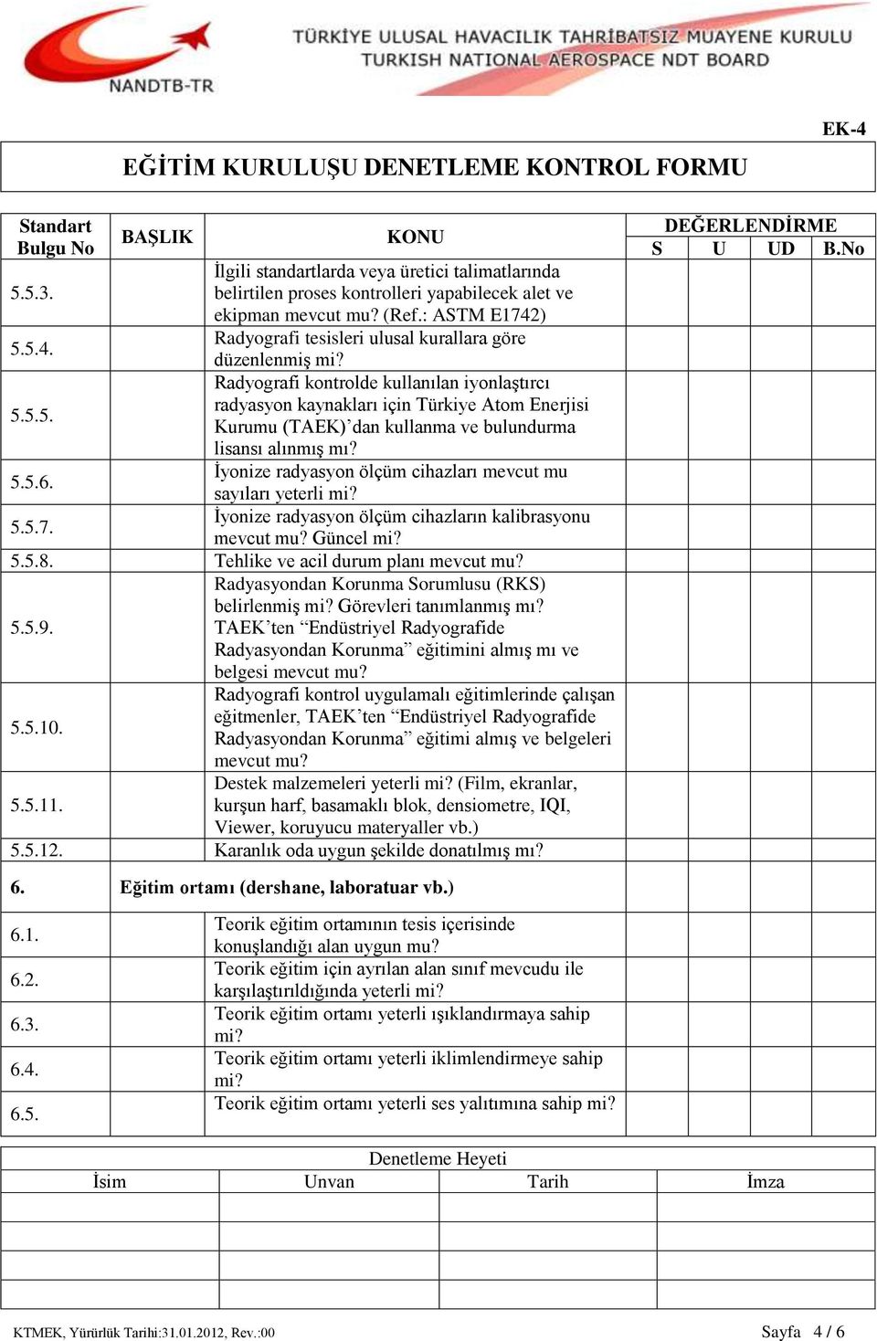 İyonize radyasyon ölçüm cihazları mevcut mu 5.5.6. sayıları yeterli mi? İyonize radyasyon ölçüm cihazların kalibrasyonu 5.5.7. mevcut mu? Güncel mi? 5.5.8. Tehlike ve acil durum planı mevcut mu? 5.5.9.