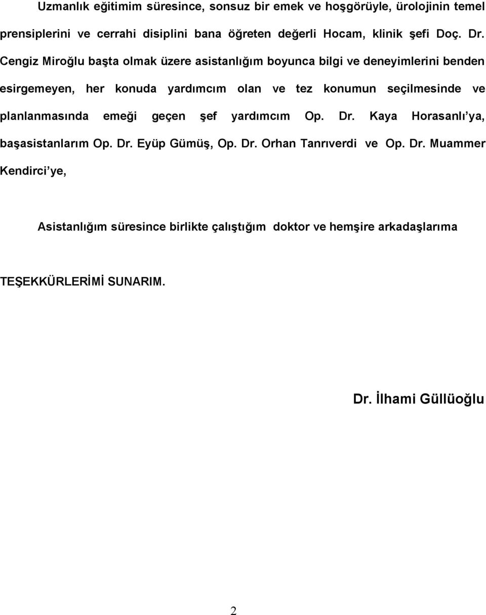 Cengiz Miroğlu başta olmak üzere asistanlığım boyunca bilgi ve deneyimlerini benden esirgemeyen, her konuda yardımcım olan ve tez konumun