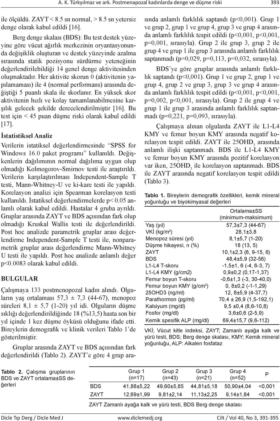 değerlendirilebildiği 14 genel denge aktivitesinden oluşmaktadır. Her aktivite skorun 0 (aktivitenin yapılamaması) ile 4 (normal performans) arasında değiştiği 5 puanlı skala ile skorlanır.