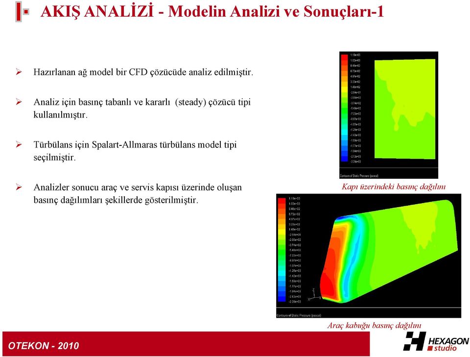 Türbülans için Spalart-Allmaras türbülans model tipi seçilmiştir.