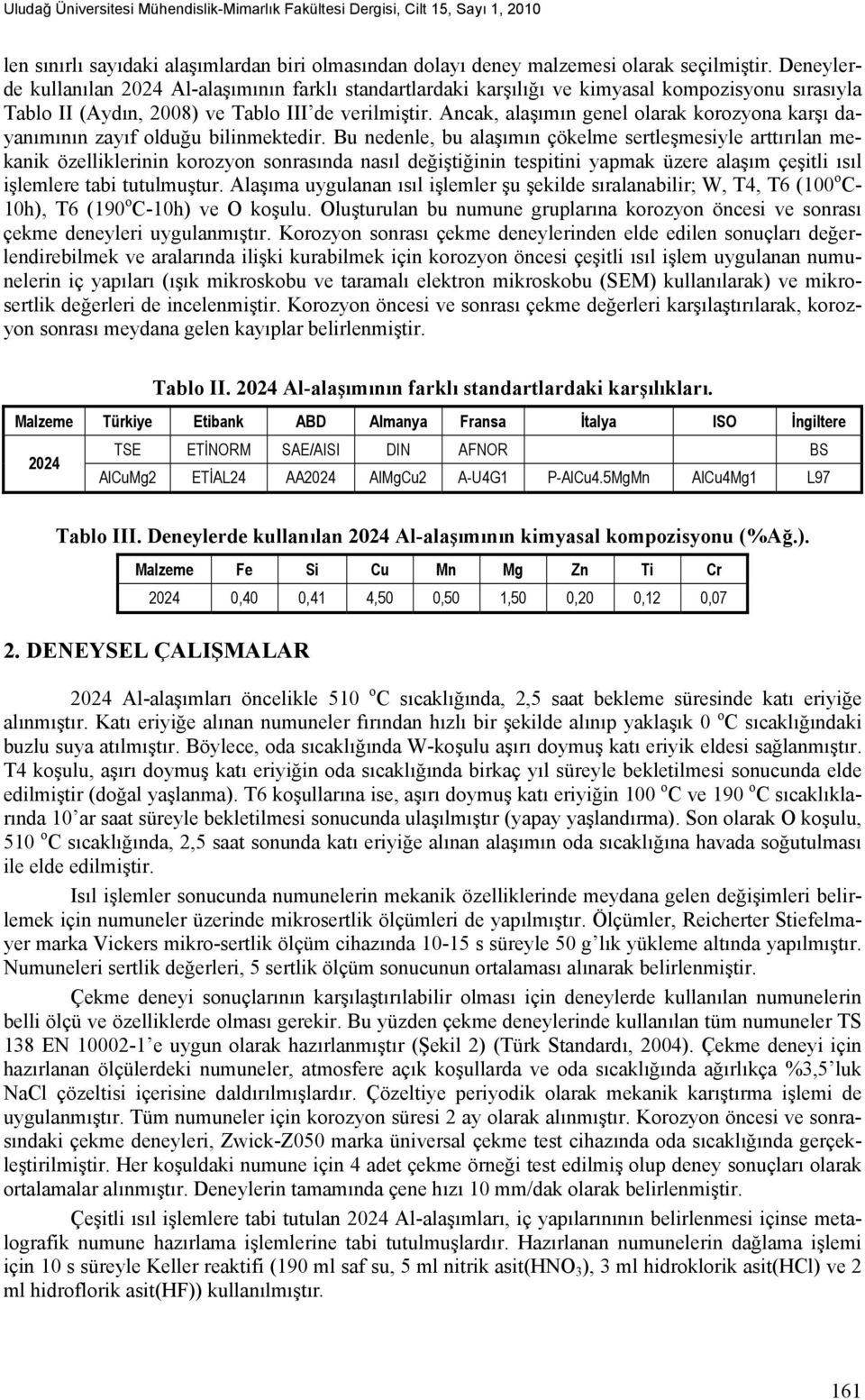 Ancak, alaşımın genel olarak korozyona karşı dayanımının zayıf olduğu bilinmektedir.