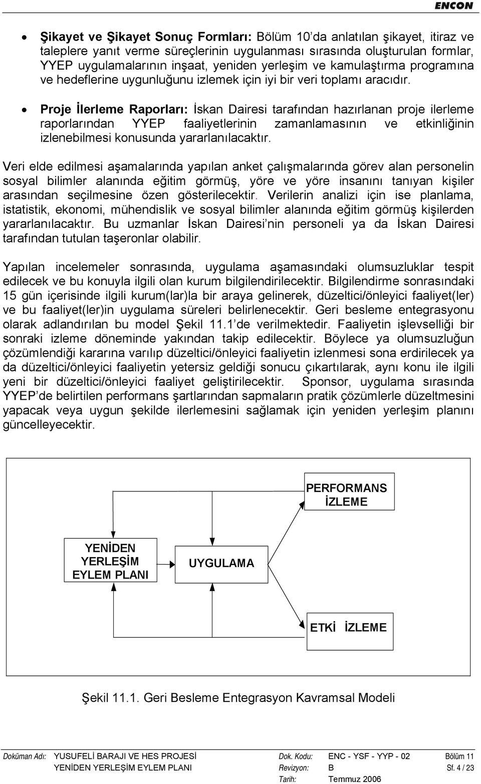 Proje İlerleme Raporları: İskan Dairesi tarafından hazırlanan proje ilerleme raporlarından YYEP faaliyetlerinin zamanlamasının ve etkinliğinin izlenebilmesi konusunda yararlanılacaktır.