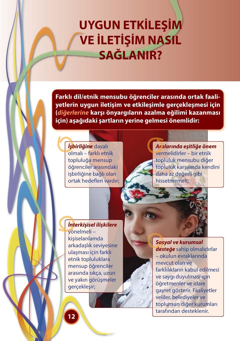 yerine gelmesi önemlidir: İşbirliğine dayalı olmalı farklı etnik topluluğa mensup öğrenciler arasındaki işbirliğine bağlı olan ortak hedefleri vardır; Aralarında eşitliğe önem vermelidirler bir etnik