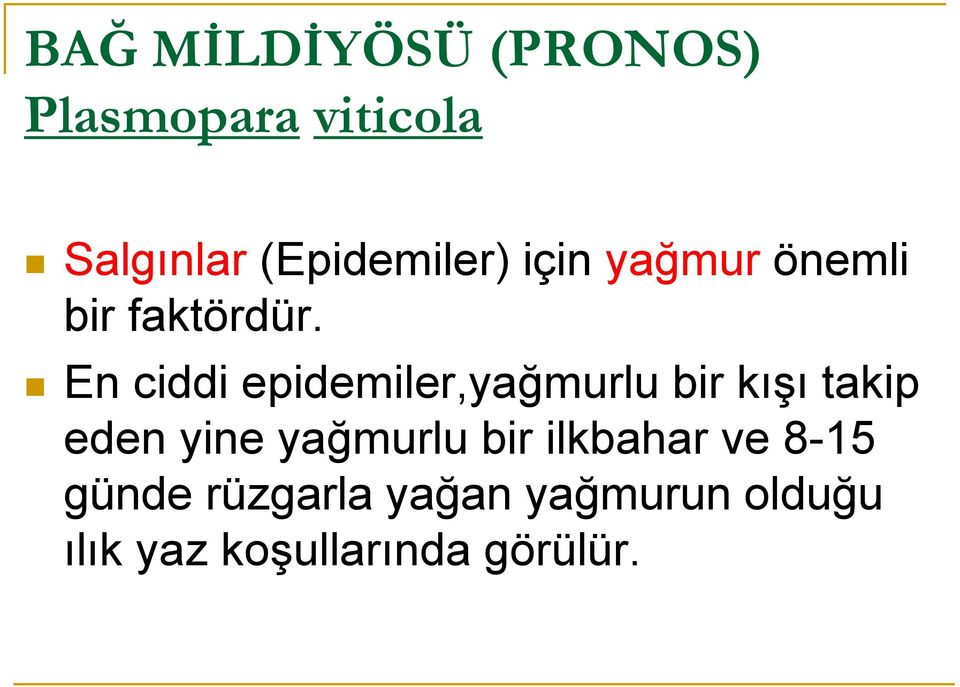 En ciddi epidemiler,yağmurlu bir kışı takip eden