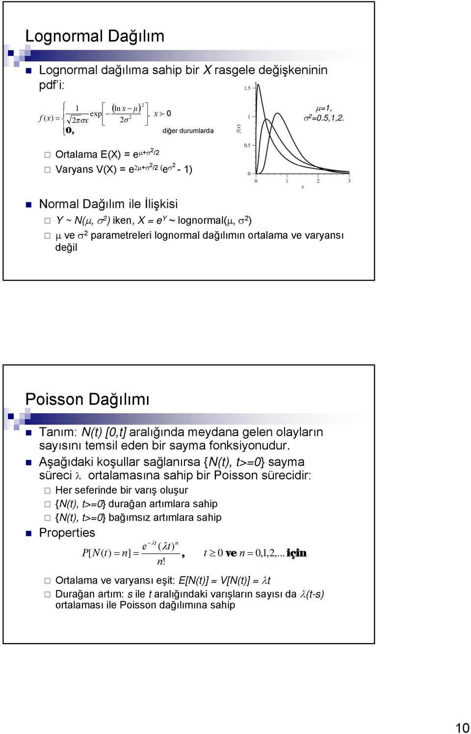 varyansı değil Poisson Dağılımı Tanım: N(t) [0,t] aralığında meydana gelen olayların sayısını temsil eden bir sayma fonksiyonudur.
