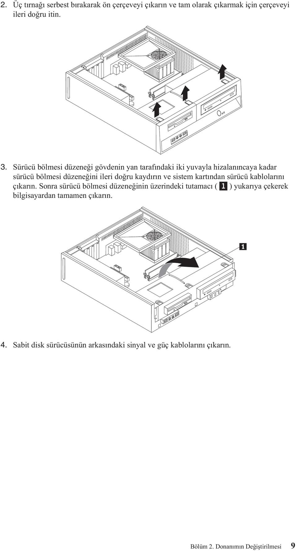 kaydırın ve sistem kartından sürücü kablolarını çıkarın.