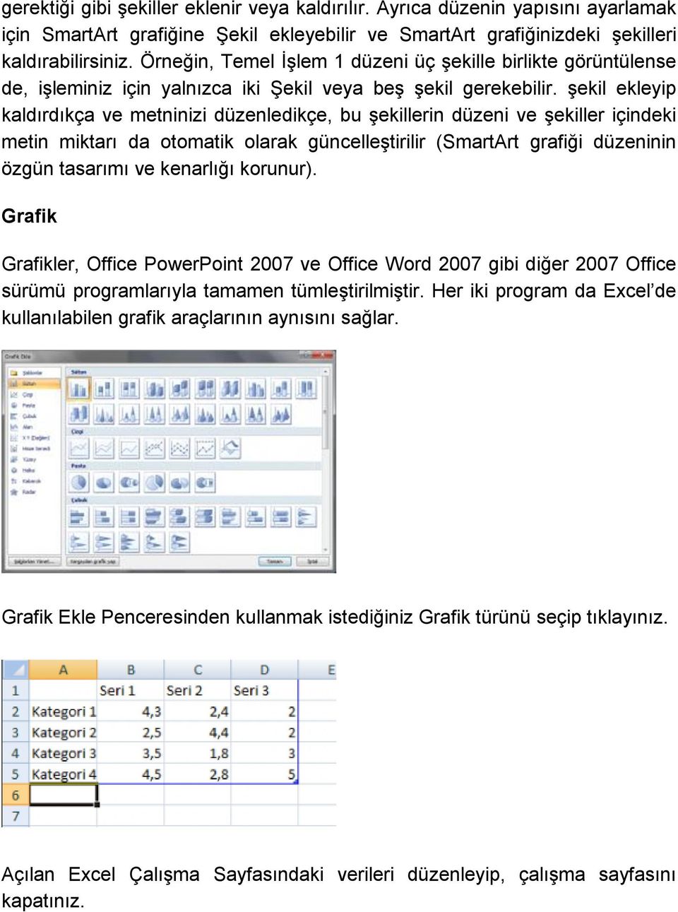 şekil ekleyip kaldırdıkça ve metninizi düzenledikçe, bu şekillerin düzeni ve şekiller içindeki metin miktarı da otomatik olarak güncelleştirilir (SmartArt grafiği düzeninin özgün tasarımı ve