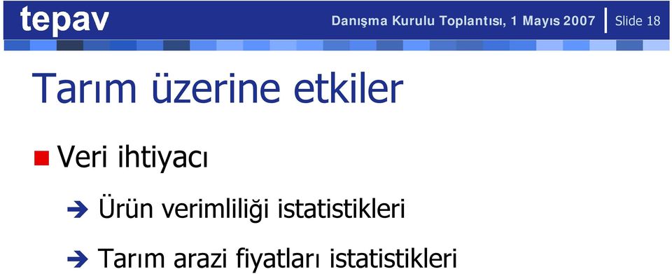 Veri ihtiyacı Ürün verimliliği