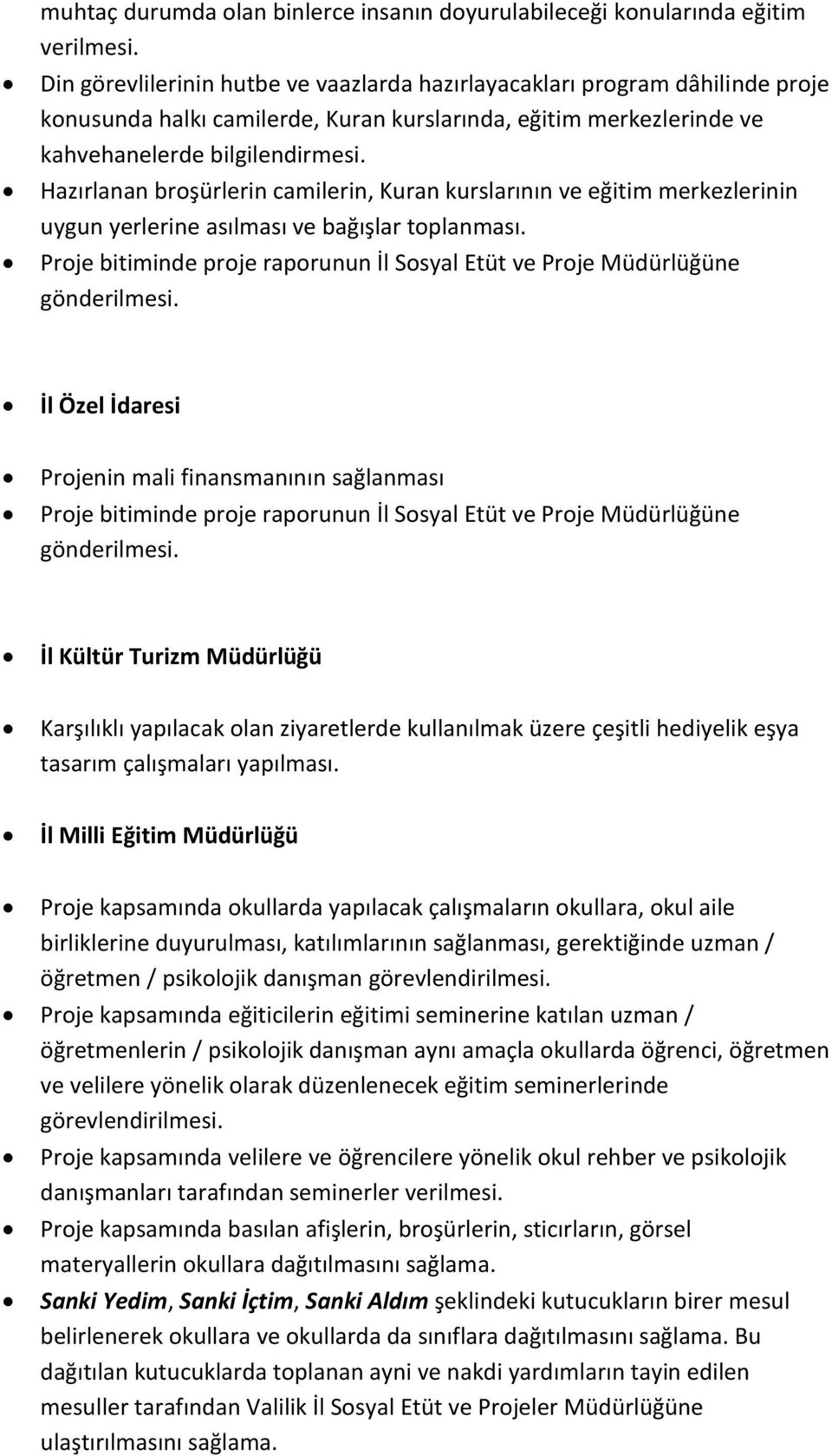 Hazırlanan broşürlerin camilerin, Kuran kurslarının ve eğitim merkezlerinin uygun yerlerine asılması ve bağışlar toplanması.