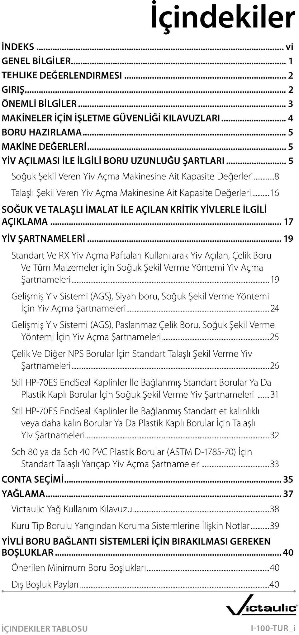 ..16 SOĞUK VE TALAŞLI İMALAT İLE AÇILAN KRİTİK YİVLERLE İLGİLİ AÇIKLAMA... 17 YİV ŞARTNAMELERİ.