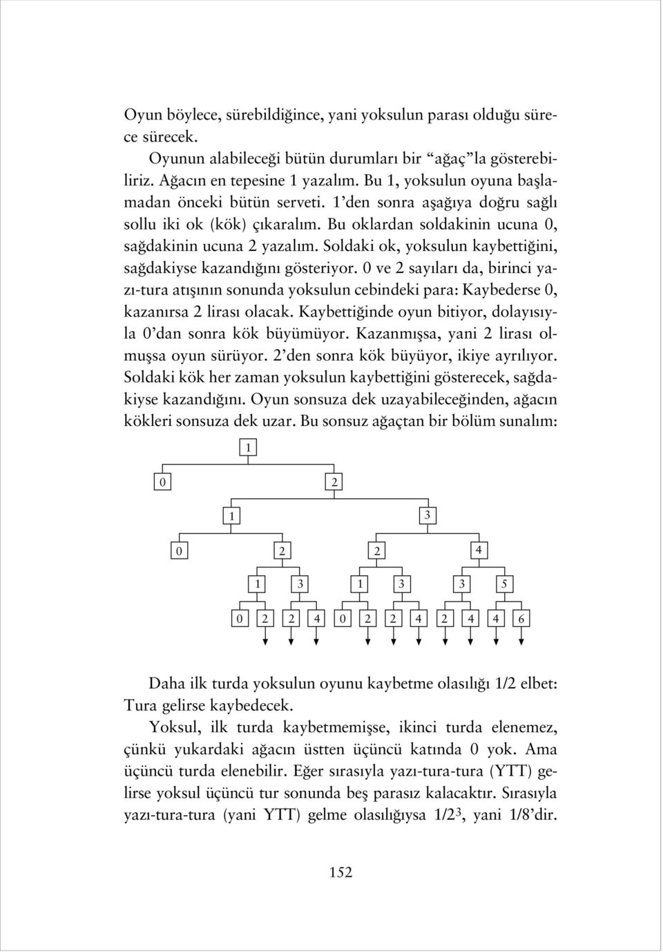 Soldaki ok, yoksulun kaybetti ini, sa dakiyse kazand n gösteriyor. 0 ve 2 say lar da, birinci yaz -tura at fl n n sonunda yoksulun cebindeki para: Kaybederse 0, kazan rsa 2 liras olacak.