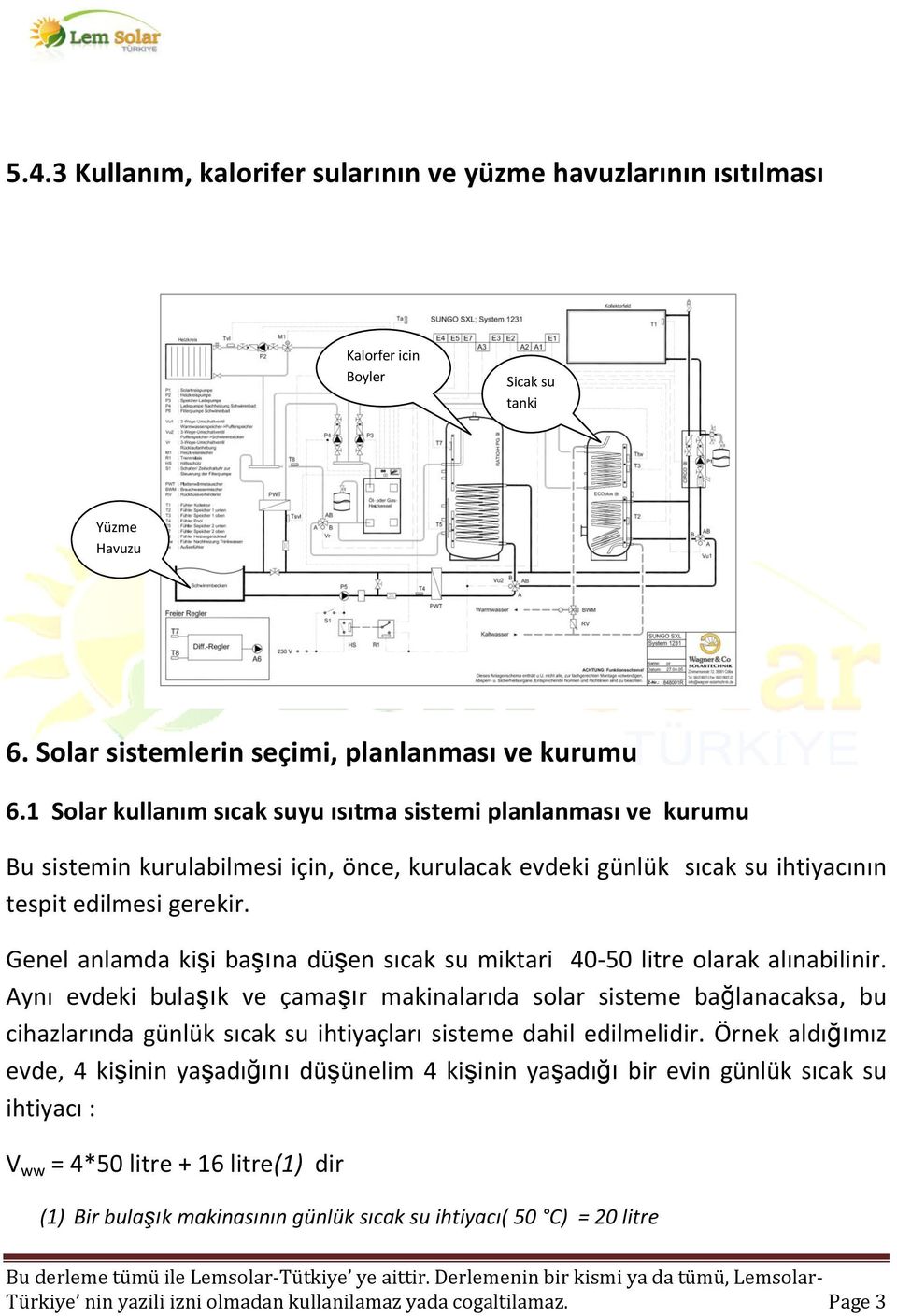 Genel anlamda kişi başına düşen sıcak su miktari 40-50 litre olarak alınabilinir.