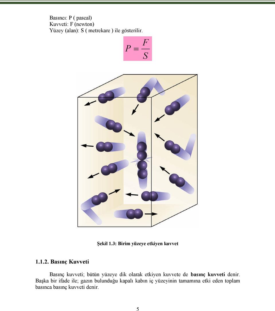 Basınç Kuvveti Basınç kuvveti; bütün yüzeye dik olarak etkiyen kuvvete de basınç kuvveti