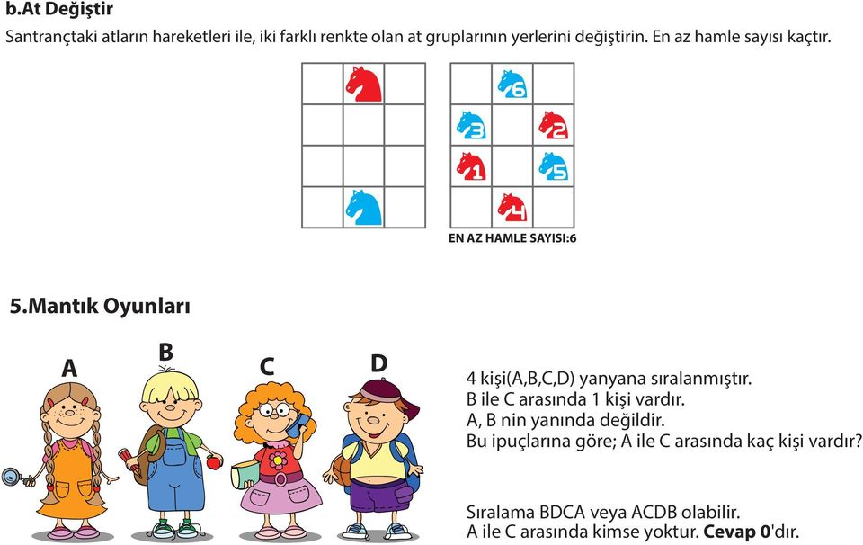 Mantýk Oyunlarý 4 kiþi(a,b,c,d) yanyana sýralanmýþtýr. B ile C arasýnda 1 kiþi vardýr.