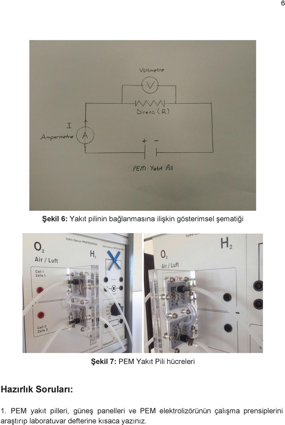 1. PEM yakıt pilleri, güneş panelleri ve PEM elektrolizörünün