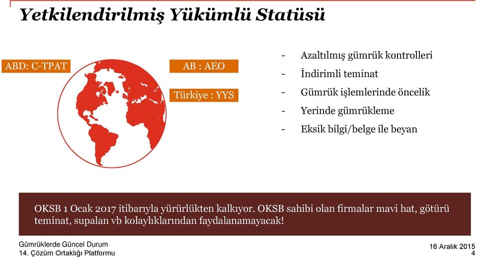 Eksik bilgi/belge ile beyan OKSB 1 Ocak 2017 itibarıyla yürürlükten kalkıyor.