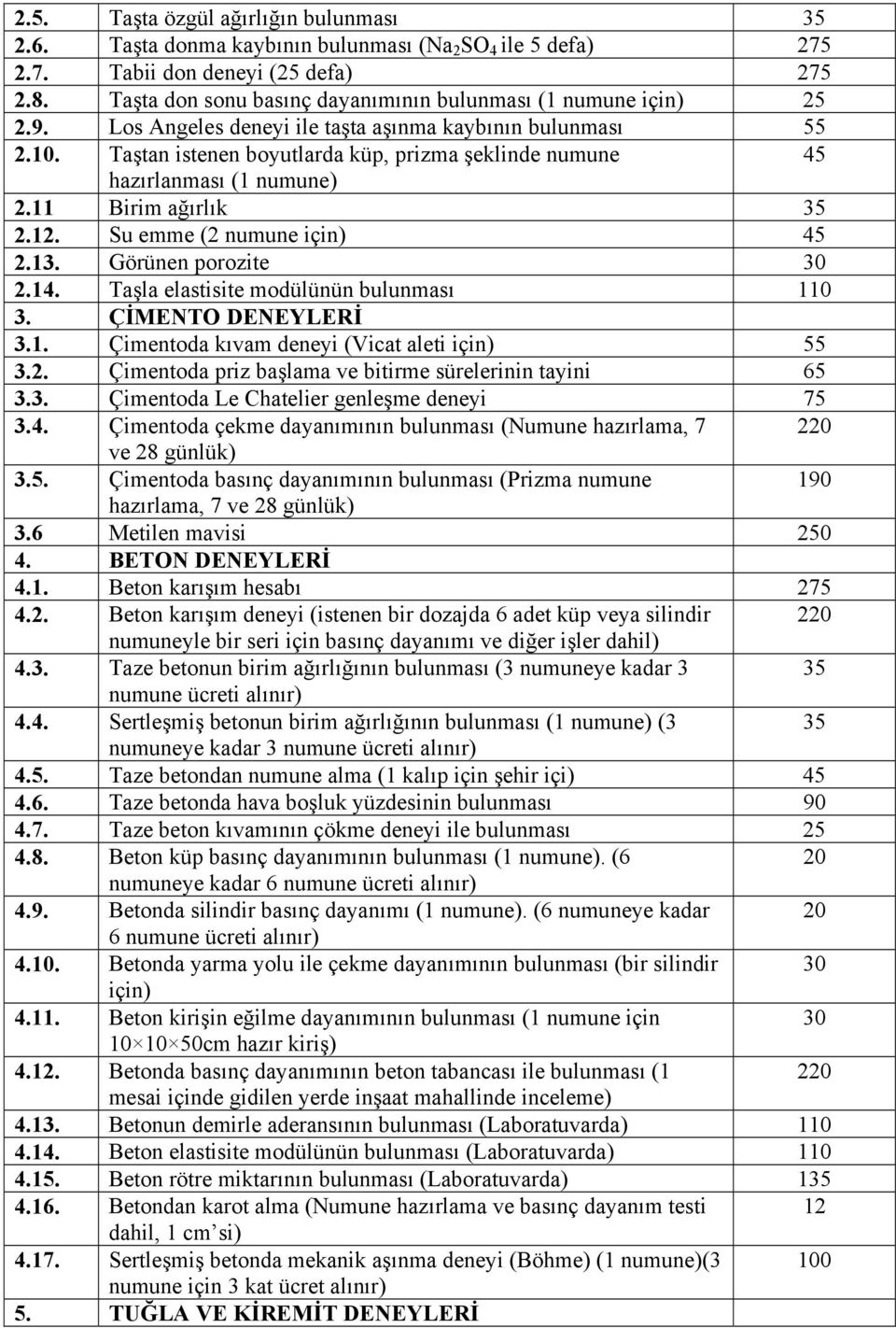 213 Görünen porozite 30 214 Taşla elastisite modülünün bulunması 110 3 ÇİMENTO DENEYLERİ 31 Çimentoda kıvam deneyi (Vicat aleti için) 55 32 Çimentoda priz başlama ve bitirme sürelerinin tayini 65 33